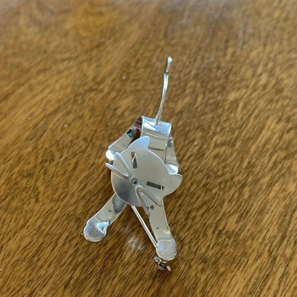 NEW Beau sterling silver cat pin